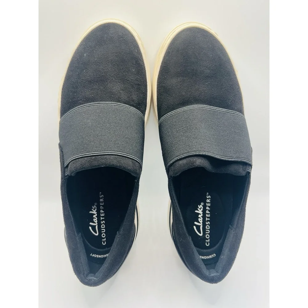 Clarks Women's  5.5M Cloudsteppers Suede Slip On Platform Sneakers Comfort Shoes
